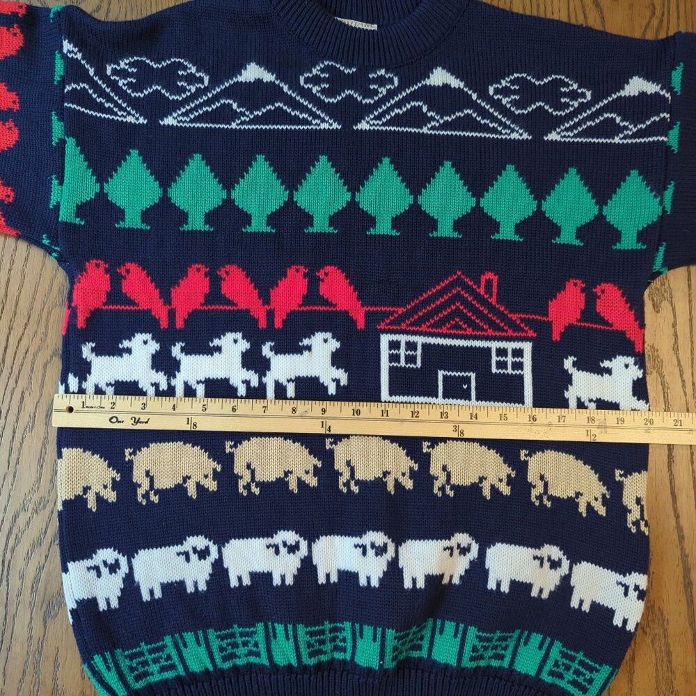 Kotare New Zealand Vintage intarsia sweater wool sheep pig farm animal country - Picture 10 of 16